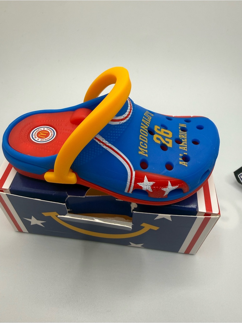 McDonald’s crocs toy all American jersey blue USA